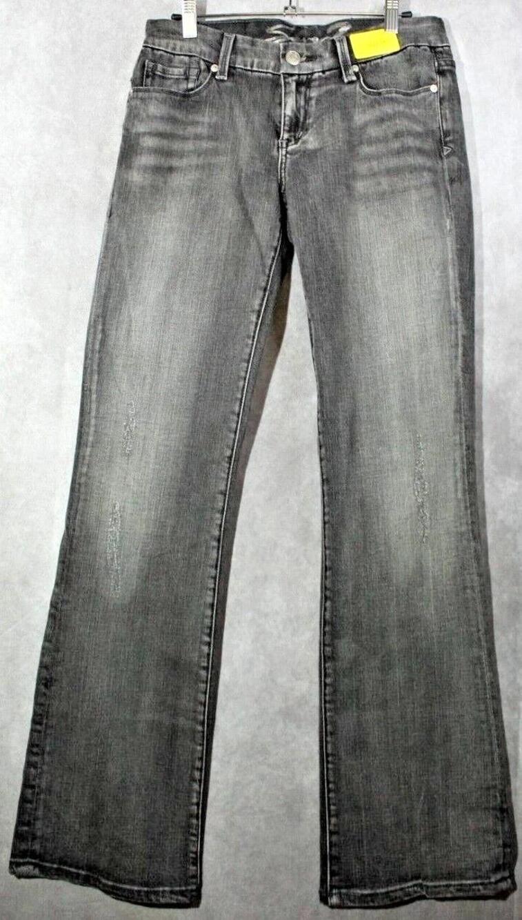 Seven7 Bootcut Jeans Womens 14 Gray Charcoal Wash Rhinestone Cross Back